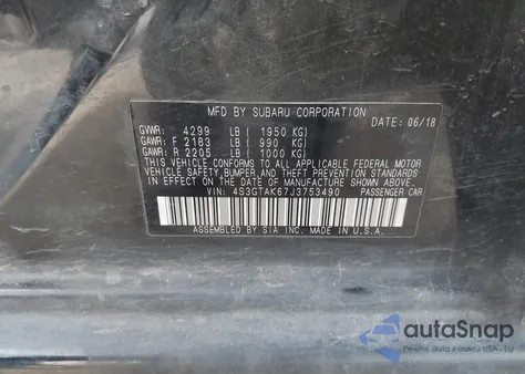 2018 Subaru Impreza 2.0I Sport from USA, damaged, VIN 4S3GTAK67J3753490